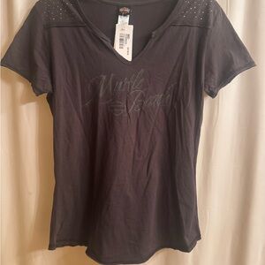 Harley-Davidson Myrtle Beach Black Tee with Studded Shoulders